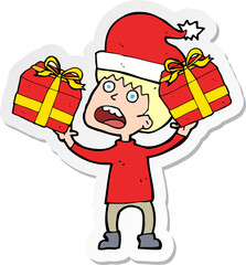 sticker of a cartoon man ready for christmas