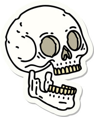 sticker of tattoo in traditional style of a skull