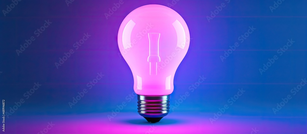 Aufkleber blue led smart bulb with multicolor backdrop for your design top view trendy neon backlight copy spa