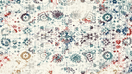 Carpet and Fabric print design with grunge and distressed texture repeat pattern 
