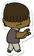 Obraz premium sticker of a cartoon boy with untidy hair