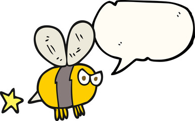 freehand drawn speech bubble cartoon angry bee