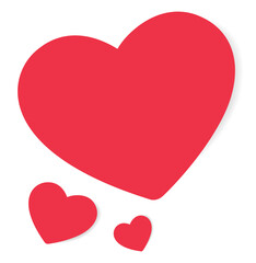 Happy Valentines Day decorated with hearts on png background. Red hearts isolated on transparent background.