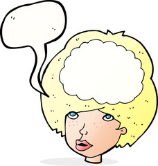cartoon empty headed woman with speech bubble