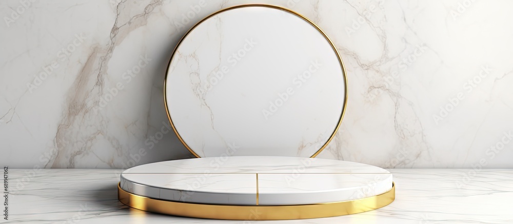 Aufkleber minimalist 3d render with a gold marble and white background for showcasing beauty fashion and luxur