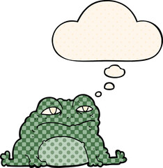 cartoon toad with thought bubble in comic book style
