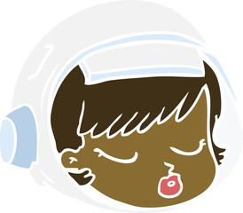 flat color style cartoon astronaut face