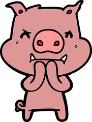 angry cartoon pig