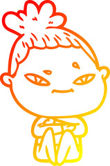 Fototapeta premium warm gradient line drawing of a cartoon woman