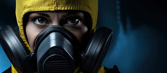 Industrial female worker with PPE dialog box vignette for ads and brochures Ensuring workplace...