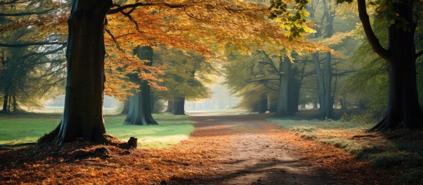Autumn at Longleat in Wiltshire a heavenly sight with trees Copy space image Place for adding text or design