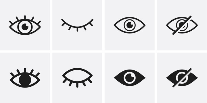Seen and unseen eye icon set. Hidden and view eye icon vector. Visible invisible icon symbol collection
