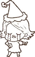 Christmas Woman Charcoal Drawing