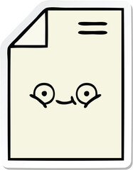 sticker of a cute cartoon sheet of paper