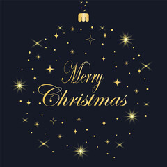Obraz na płótnie Canvas Christmas creative card design in style of tree toys. Holiday poster with stars. Winter season flyer illustration. Stock vector brochure