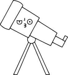 line drawing cartoon of a telescope