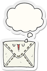 cartoon envelope with thought bubble as a printed sticker
