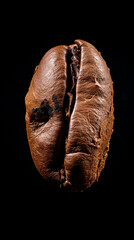 Naklejka premium isolated top of roasted coffee bean, in the style of eroded surfaces created with Generative Ai