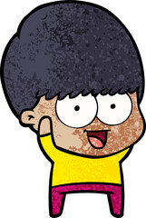 happy cartoon boy waving