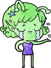 cartoon crying alien girl
