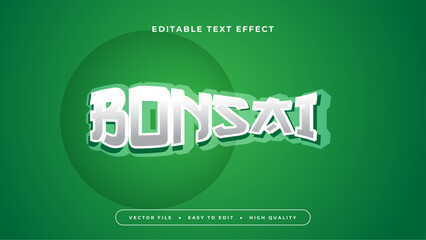 Green white and gray grey bonsai 3d editable text effect - font style