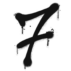 Vector graffiti spray paint number seven in isolated background