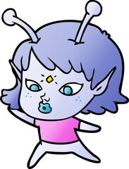 pretty cartoon alien girl