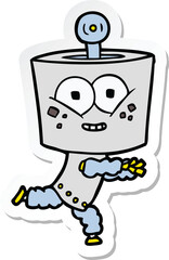 sticker of a happy cartoon robot