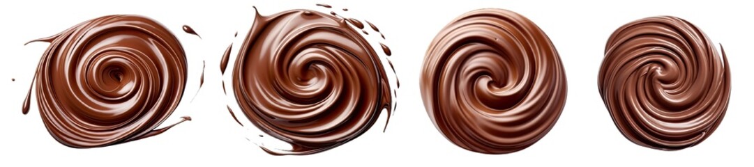 Collection of PNG. Top view of Chocolate swirl isolated on a transparent background. - obrazy, fototapety, plakaty