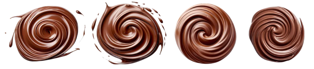 Foto op Canvas Collection of PNG. Top view of Chocolate swirl isolated on a transparent background. © morepiixel