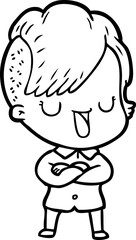 cute cartoon girl with hipster haircut