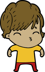 cartoon woman thinking