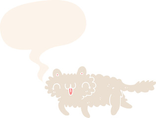 cartoon cat with speech bubble in retro style
