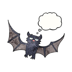 freehand drawn thought bubble textured cartoon halloween bat