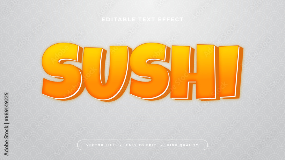 Poster gray grey and orange sushi 3d editable text effect - font style