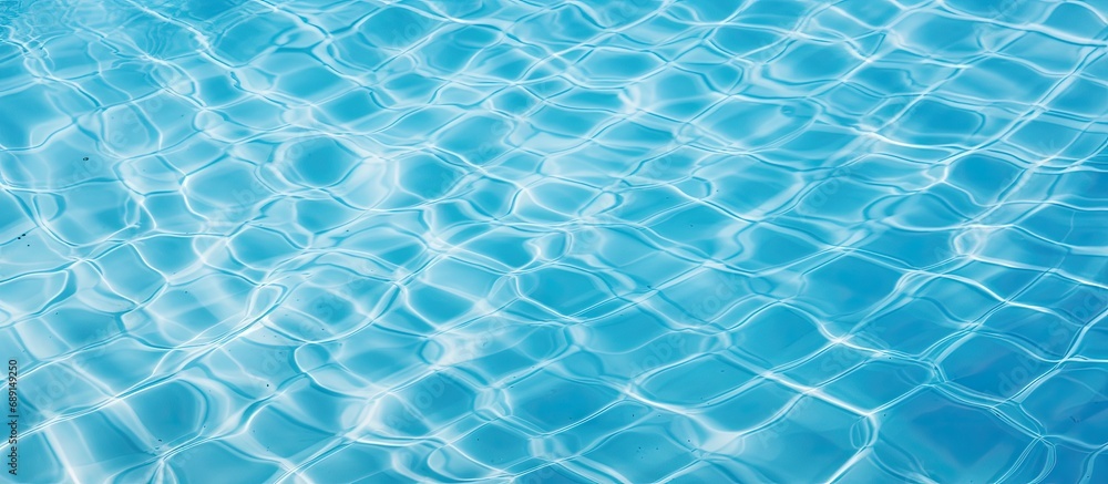 Poster Bird s eye view of pool with rippling blue water Copy space image Place for adding text or design