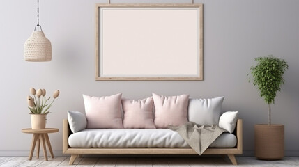 Modern Interior Mockup: Empty Room with Stylish Frame - Minimalistic Design for Home Decoration and Contemporary Wall Art Showcase in Elegant Light Background.