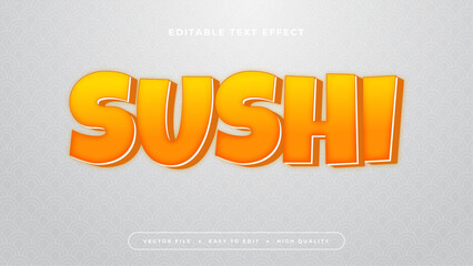Fototapeta na wymiar Gray grey and orange sushi 3d editable text effect - font style