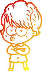 Fototapeta premium warm gradient line drawing of a cartoon woman