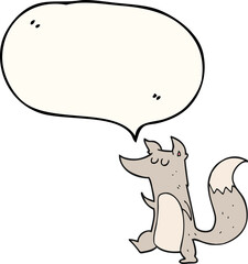 freehand drawn speech bubble cartoon little wolf