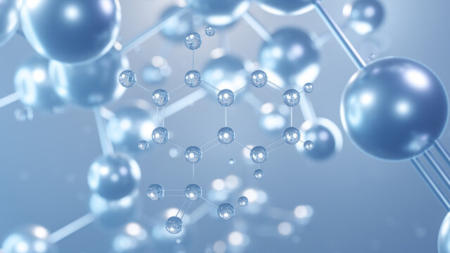 chiniofon molecular structure 3d, flat model, antiprotozoal agent, structural chemical formula view from a microscope