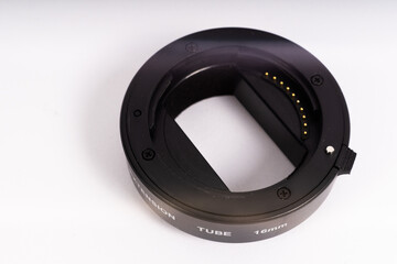 Macro rings for macro photography isolated on white background.