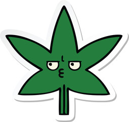sticker of a cute cartoon marijuana leaf
