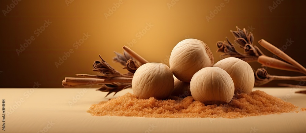 Poster Luo Han Guo also known as Monk fruit a potent natural sweetener Copy space image Place for adding text or design