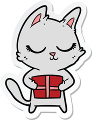 sticker of a calm cartoon cat