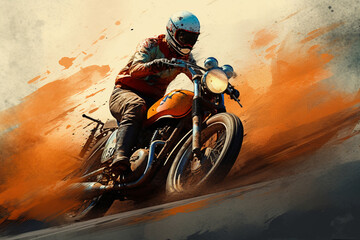 Motocross rider on a motorcycle. Grunge background. - obrazy, fototapety, plakaty