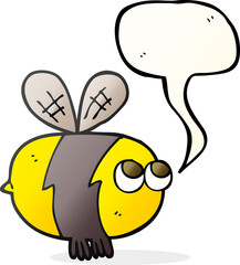 freehand drawn speech bubble cartoon bee