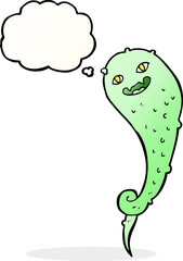 cartoon spooky ghost with thought bubble