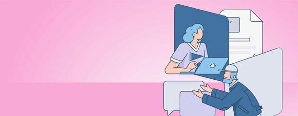 Business People Flat Vector Concept Operation Hand Drawn Illustration
