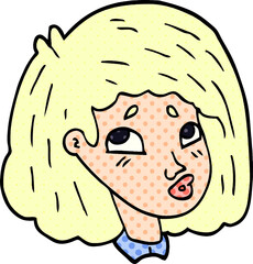 cartoon doodle face of a girl